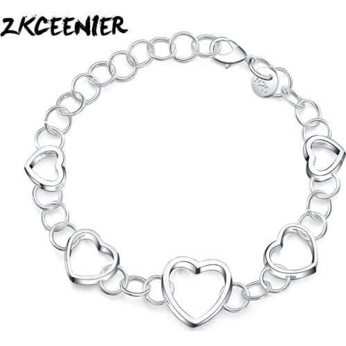 Love Heart Charms Bracelets for Women Bileklik Chain Bracelet&Bangle Fashion High Quality Sliver Bracelet Jewelry Female Gift