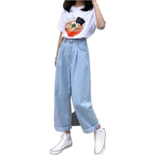 Woman Baggy Jeans High Waist Clothes Wide Leg Denim Clothing Blue Streetwear Vintage 2021 Fashion Harajuku Straight Pants Girl