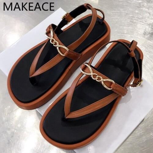 Summer womens metal chain belt braided flip flops leather womens beach sandals street womens height increase dress shoes 2021