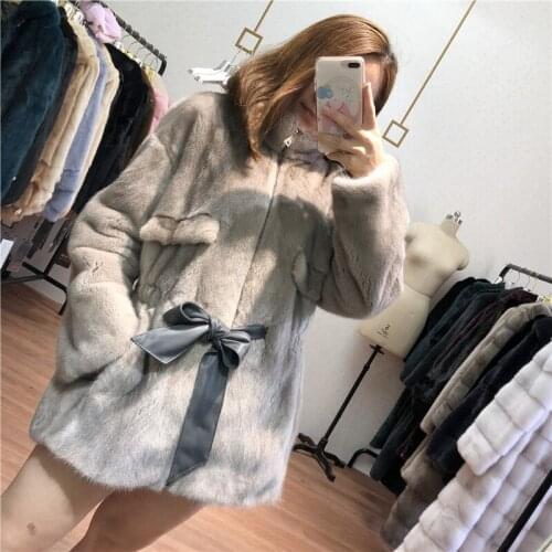 Whole mink coat ladies long paragraph mink fur coat velvet 2018 new winter