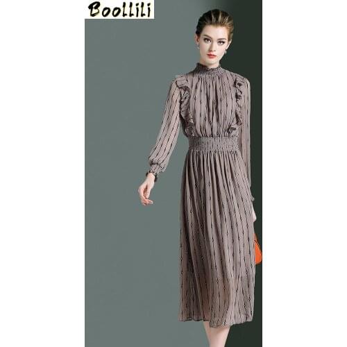 Boollili Spring Summer Dress 2020 Korean Chiffon Black Dress for Women Vintage Maxi Party Dress Elegant Ladies Dresses Vestidos