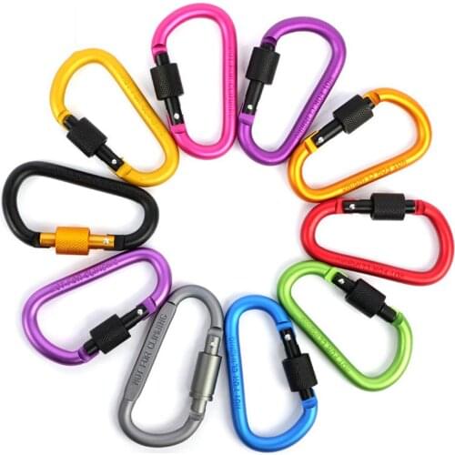 1PC Outdoor Sports Multi Colors Aluminium Alloy Safety Buckle Keychain Climbing Button Carabiner Outdoor Camping Accessories