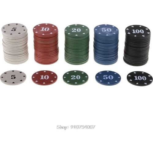 100pcs Round Plastic Chips Casino Poker Card Game Baccarat Counting Accessories 5/10/20/50/100 N04 20 Dropship