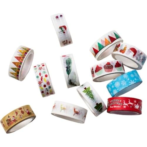 12 Rolls Christmas Holiday Washi Tape DIY Scrapbooking Masking Adhesive Paper Tape for Gift Wrapping Art Crafts Projects
