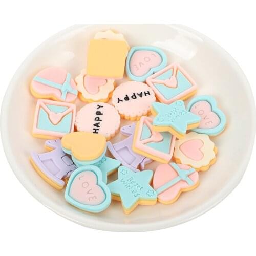 20Pcs Random Mixed Cute Cartoon Biscuits Resin Kawaii Accessories Scrapbooking Cabochon Flatback Decoration Craft Embellishment