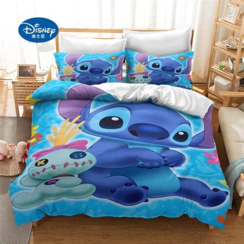 2020 Disney Lilo Stitch Bedding Set Children Duvet Covers Pillowcases Cartoon bed set 2 3 4 pcs