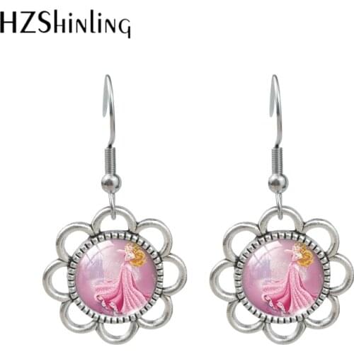 2021 New Arrival Aurora Jasmin Elsa Bell Cinderella Princess Girls Fairy Tale Sweety Stories Jewelry Sunflower Dangles Earrings