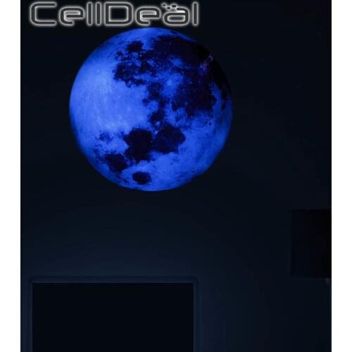 30cm 3D Wall Stickers Luminous Moon Stickers Glow In The Dark for Living Home Kids Bedroom Decor Fluorescent Green Blue Stickers