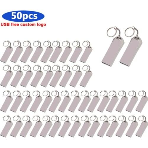 50pcs/lot Metal Pendrive USB 2.0 Flash Drive Flash Drive Pendrive 16GB 8GB 4GB Memory Stick 32GB 64GB Flash USB Storage Gift