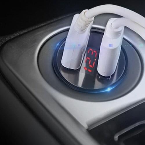5v 3.1A Auto Charger Cigarette Lighters Power Adapter LCD Display 2 Port Dual USB Socket Splitter Lighters Voltmeter 12V 24V