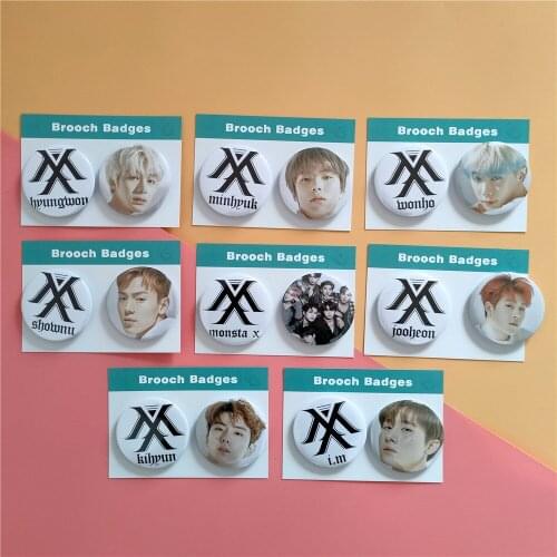 2pcs/set Kpop Monsta X brooch New Album Badge HD Photo print MONSTA X Kpop high quality new arrivals