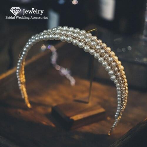 CC Hairband for Women Pearl Headband Hair Hoop Weddding Jewelry Engagement Accessories Party Luxury Headwear 100% Handmade AN38