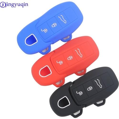 Jingyuqin 3 Buttons Silicone Car Key Case Cover For Porsche Boxster Cayman Macan Panamera Cayenne 911 Car-Styling