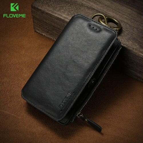 FLOVEME Retro Leather Wallet Phone Bags Cases For iPhone 6 6s 7 8 X Case Zipper Handbag Cover For iPhone XR XS XS Max Pouch Bags