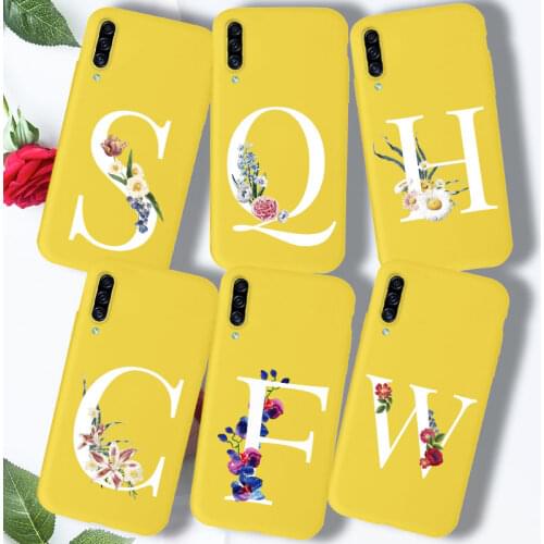 Letter Flower Case For Samsung Galaxy A71 A51 A41 A31 A40 A50 A70 Case Cover Silicone Yellow Bumper For Samsung A51 A71 A70 A50