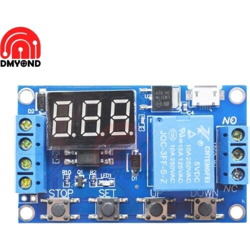 DC 5V Digital LED Display Micro USB Trigger Automation Delay Cycle Timer Control Switch Relay Module Board Controller
