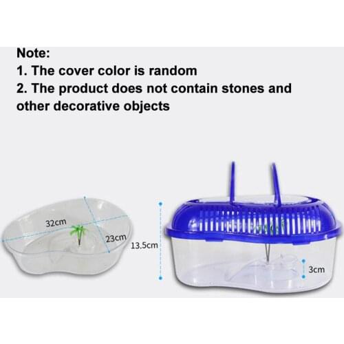 Turtle Feeding Box Cylinder With Bask Platform Turtle Plastic Cylinder With Cover Tortoise Feeding Box Full Transparent Cylinder