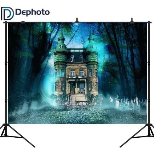 Dephoto Photography Background Terror Cemetery Skeleton Castle Halloween Theme Backdrop Professional Photo Background studio