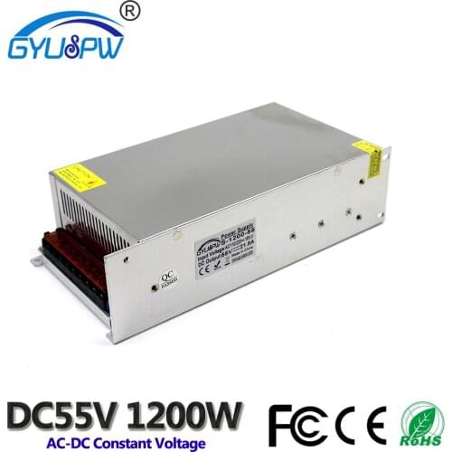 Single Output Switching Power Supply DC55V 1200W Transformer 220V 110AC DC 55V Power Source For CNC Router Stepper Motor machine