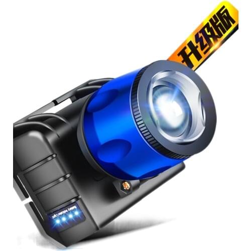 Inductive charging headlight glare night fishing light ultra bright zoom trumpet fishing head mounted hernia Flashlight