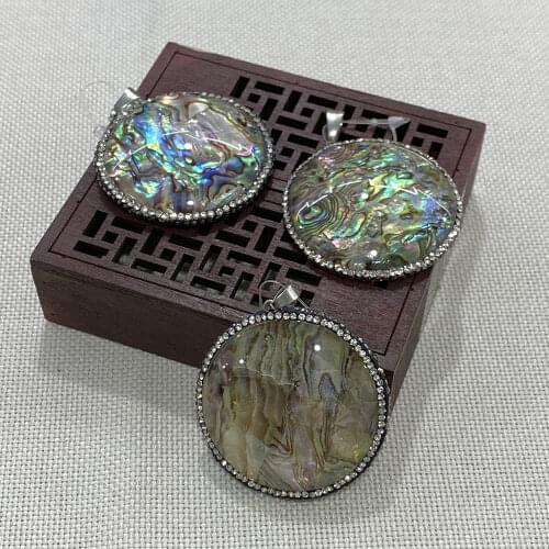 Exquisite Abalone Shell Pendant Round Inlaid DIY Handmade Necklace Earrings Jewelry Accessories Wholesale Creative Gifts 48mm