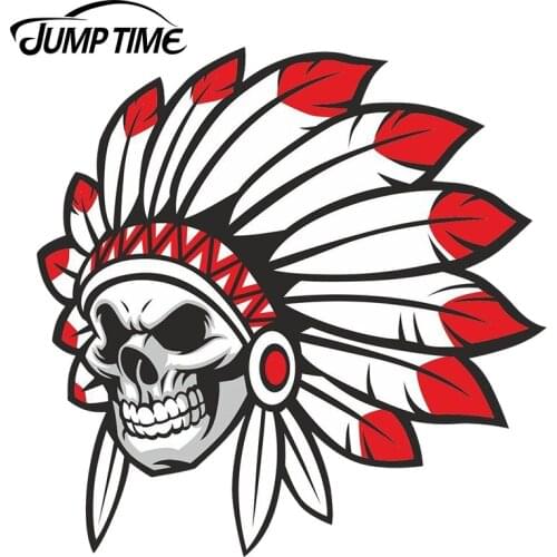JumpTime 13cm x 13cm Indian Skull Vinyl Sticker Laptop Travel Luggage Vinyl Car Tank Rear Windshield Decal