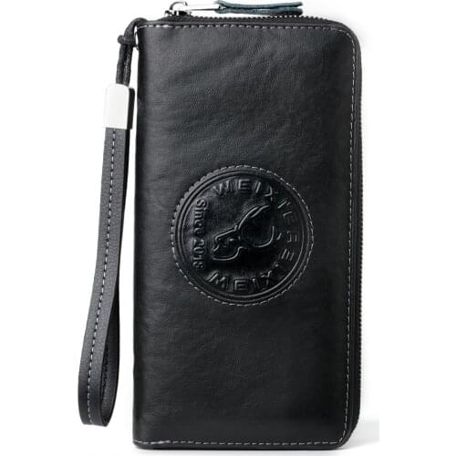 100% Genuine Leather Wallet RFID Anti-theft Brush Mens Wallet Luxury Clutch Bag Casual Business Large Capacity Purse Money clip