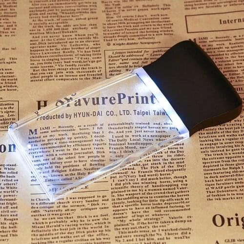 Square Lighted Magnifying Glass-2X Hand held Reading Magnifying Glasses with 3 LED Illuminated Light for Seniors, Repair, coins