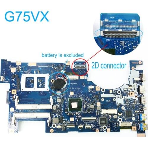 G75VX Motherboard For Asus G75V G75VX With 2D LCD Connector Laptop Mainboard PGA989 60-NLEMB1101-C04 Tested Working