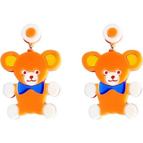 Fashion 2021 Women Punk Earrings Orange Bear Earrings Charm Hip Hop Girls Gift Cute Stud acrylic jewelry Evening Party Earring