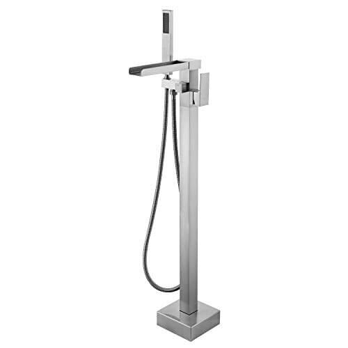 Freestanding Bathtub Faucet Bathtub Waterfall Infill Floor Mounted Bathroom Faucet Brass Single Handle Handheld Shower H