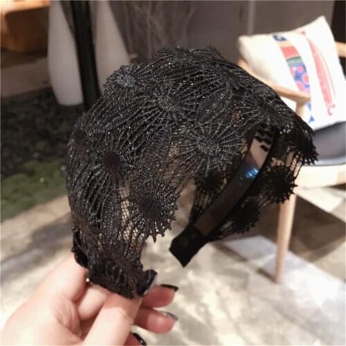 Womens Headband Lace Floral Hair Band for Girls Hair Accessories Bezel Hairbands Headbands for Women Wide Side Hair Hoop