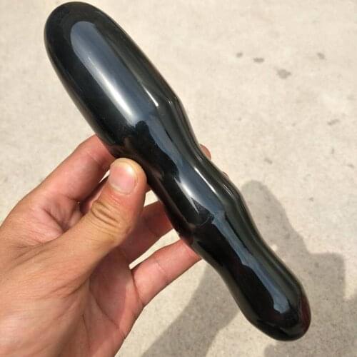 Natural black obsidian crystal wand hand carved massage stick healing crystal gemstone yoni wand 18CM