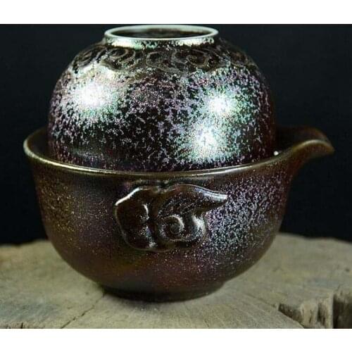 The variable 7 colour red glaze crack cup A pot of a cup of tea kettle The portable travel tea set