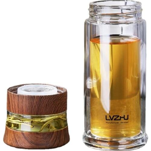 Double Wall Borosilica Glass Portable Tea Infuser Water Bottle With Lid Filter Automobile Car Cup Creative Gift Tumbler BS50SP