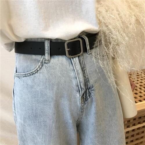 Waist Belt Faux Leather Square Metal Buckle Adjustable Women Holes Black Unfading Waistband Waist Strap Apparel Accessories