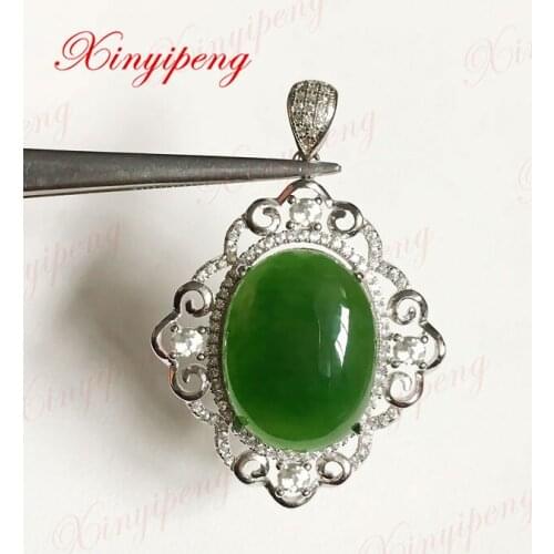925 silver with 100% natural Jasper pendant Spinach is green Simple and easy Fine jewelry
