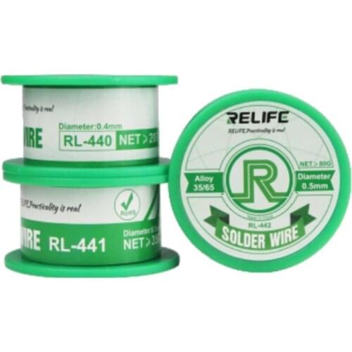 RELIFE Rl-440 441 Solder Wire Containing Rosin Core 0.3mm 0.4mm 0.5mm 0.6mm 183℃ Medium Temperature Active Tin Welding Tools