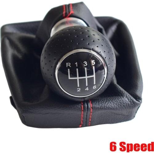 Fit For Audi A4 B6 B7 2000-2008 Manual 5 6 Speed Car Gear Shift Shifter Knob Lever Handle Head With Leather Dust-Proof Cover