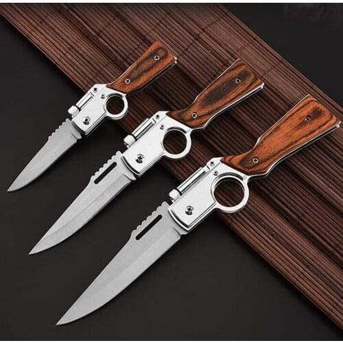 S M L) 3pcs/lot, Folding Knife Survival Tactical Knife Hunting Wood Handle Camping Pocket Utility Knives EDC Outdoor Multi Tool