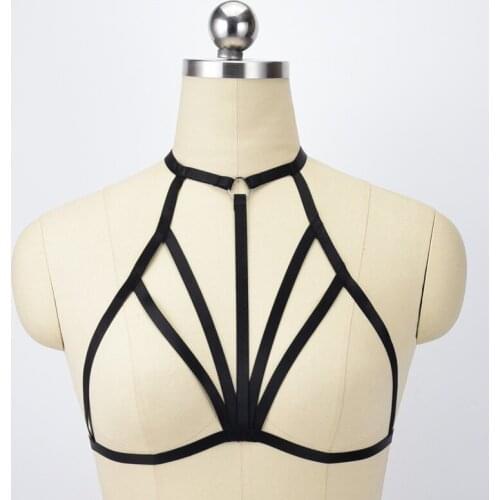 Sexy Cupless Bra Fetish Wear Body Harness Belt Women Crop Top Bondage Harness Gothic Open Chest Cage Bra Gothic Style O0550