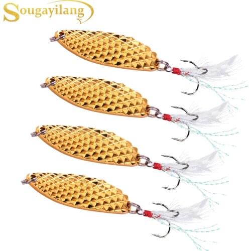 Sougayilang 4pcs Spoon Fishing Lure 15g 10.5cm Jig Lures VIB Hard Baits Sequins Hook Metal Lure Fishing Tackle