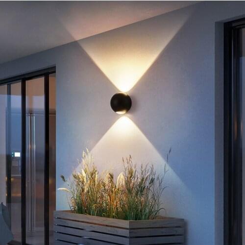 6W LED Outdoor Round Waterproof Wall Lamp Courtyard Garden Aisle Stairs Bedroom Living Room Decoration Daily Lighting LP47