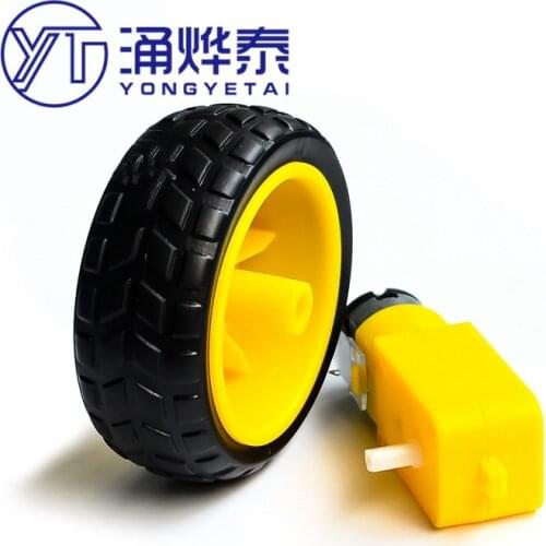YYT 1Set Smart car chassis Robot tire + DC gear motor set Wheel Motor TT Motor DC3V-6V geared motor Rubber wheel