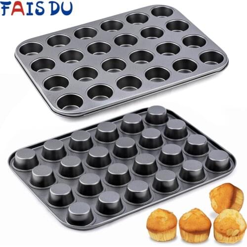 24-Cup Mini Muffin Mould Bakeware Pan Nonstick Carbon Steel For Oven Baking Cake Mold Tools Pastry Supplies Oven Safe To 450°F