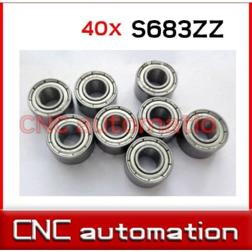 40pcs 683 S683ZZ S683-2Z 3*8*4 Miniature stainless steel deep groove Radial shaft ball bearing