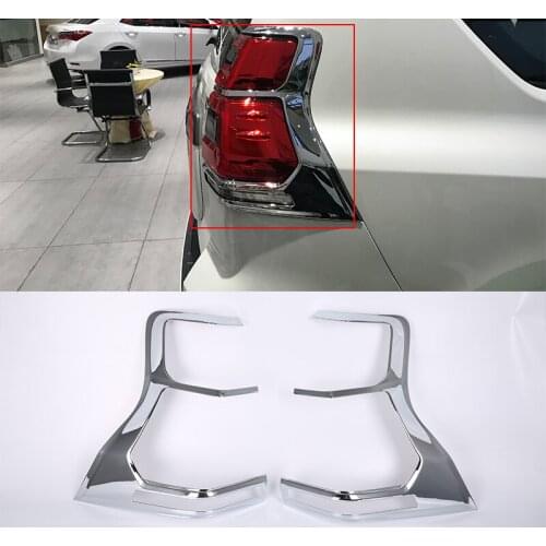 Car Accessories Exterior Decoration ABS Chrome Rear Tail Light Lamp Cover Trim 2pcs For Toyota Prado FJ150 2018