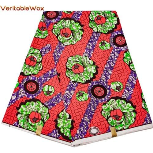 Ankara Fabric African Polyester Real Wax Print High Quality Flower Pattern 6 Yards 3Yards African Fabric For Party Dress FP6296