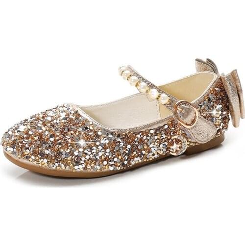 Girls Glitter Shoes Bling Wedding Shoes For Kids Flats Pricess Shoes Toddlers Girls Flats Anti-Slippery Dance Shoes