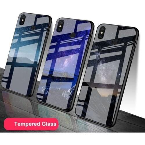 Starry Night Space Sky Tempered Glass Phone Case For Redmi Note 5 6 7 8 9 Pro Note8T Note9S Redmi8 9 Cover Shell